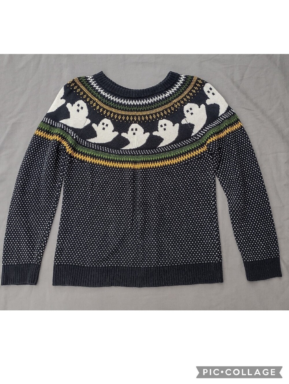 ModCloth Black Fair Isle Ghost Crew Neck Sweater Size Large